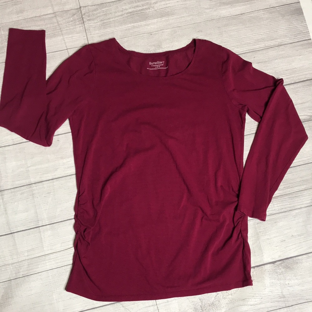BumpStart by Motherhood Maternity Burgundy Top Size Large
